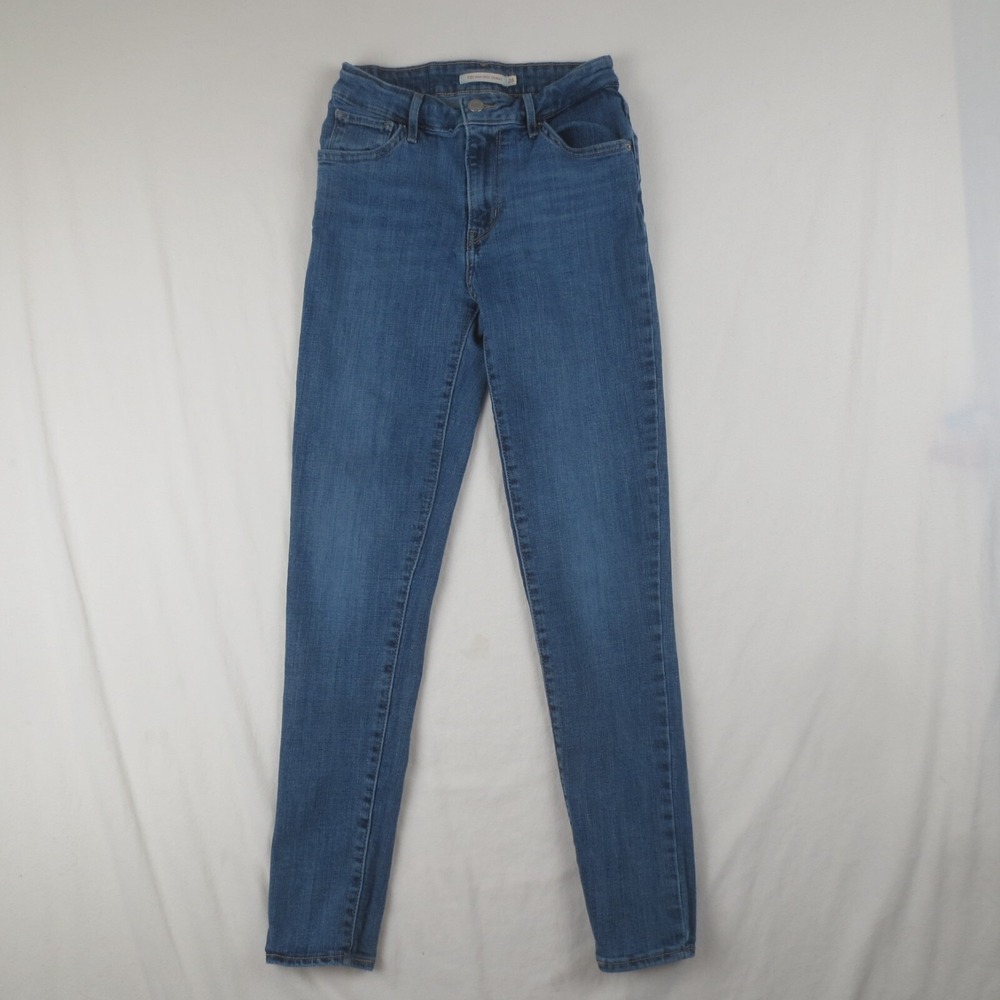 Levis 721 Jeans Womens 26 (25x28.5) Blue Mid Rise Skinny Med Wash Stretch Denim